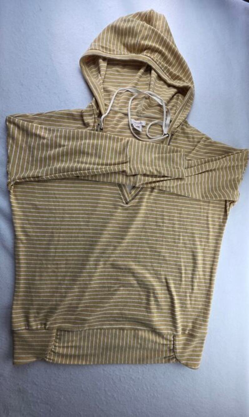 Sundance Yellow Hooded Pullover Sweater Striped Size Medium